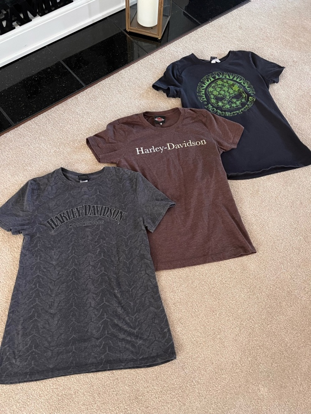 Harley-Davidson Kids Short Sleeve Tee Trio in Black, Brown, Charcoal